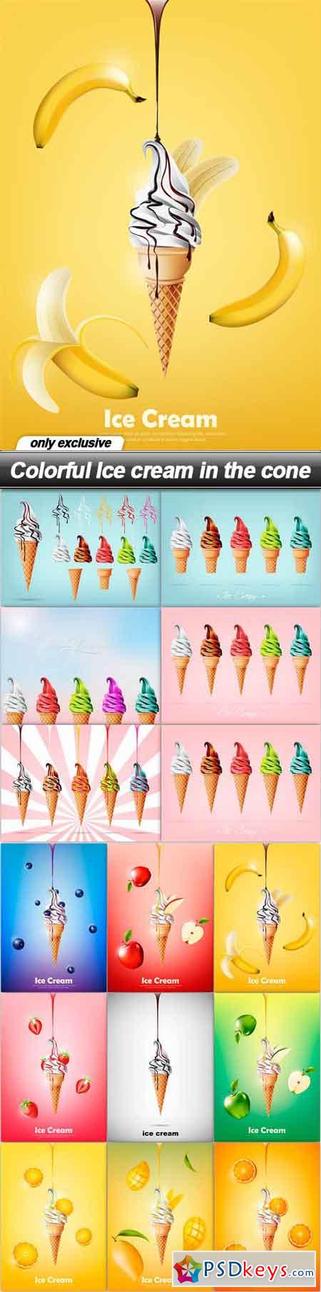 Colorful Ice cream in the cone - 15 EPS