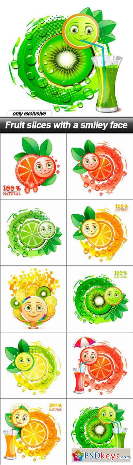Fruit slices with a smiley face - 10 EPS