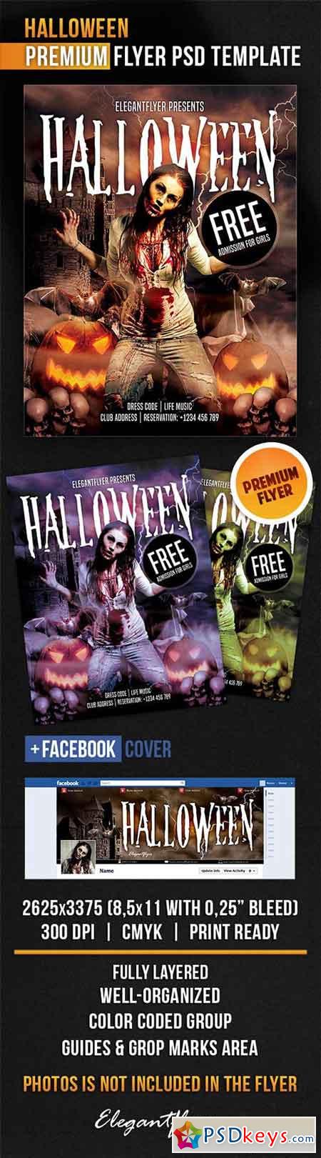 Halloween Flyer PSD Template + Facebook Cover