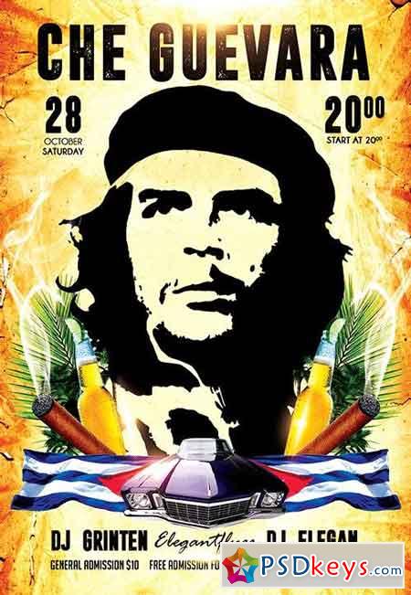 Che Guevara party Flyer PSD Template + Facebook Cover