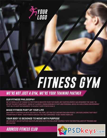 Fitness Gym Design V03 Flyer PSD Template + Facebook Cover
