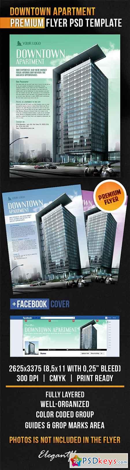 Downtown Apartment Flyer PSD Template + Facebook Cover