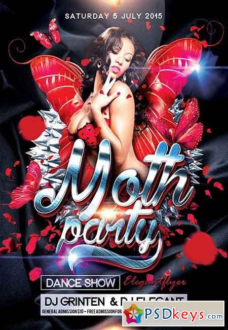 Moth party Flyer PSD Template + Facebook Cover