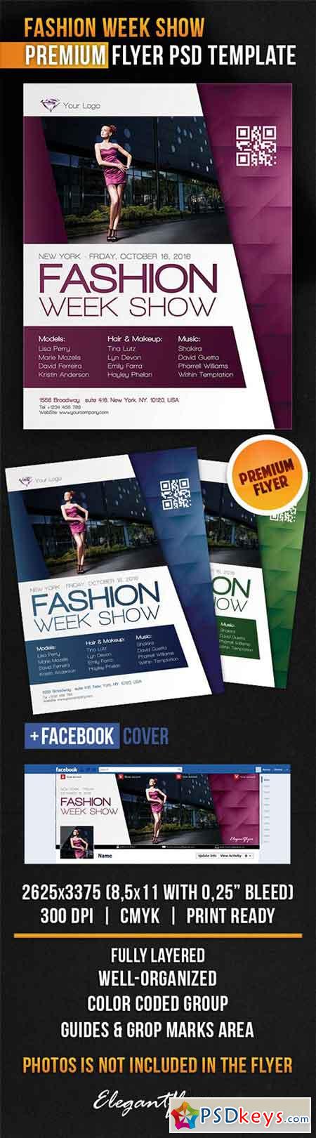 Fashion Week Show Flyer PSD Template + Facebook Cover