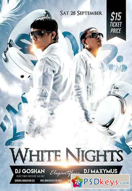 White Nights Party Flyer PSD Template + Facebook Cover