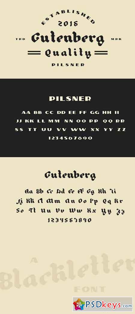 Gutenberg Blackletter + Pilsner