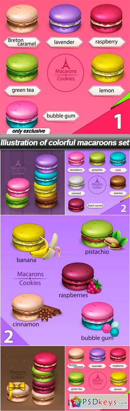 Illustration of colorful macaroons set - 5 EPS
