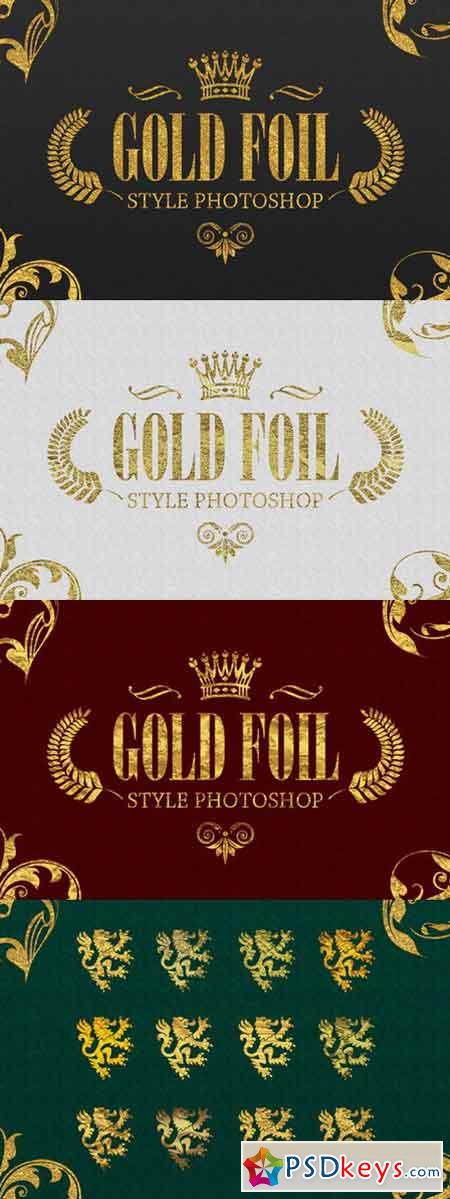 36 Gold Foil Style Photoshop 898562