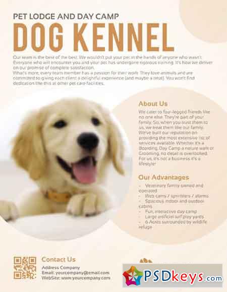Dog Kennel Flyer PSD Template + Facebook Cover