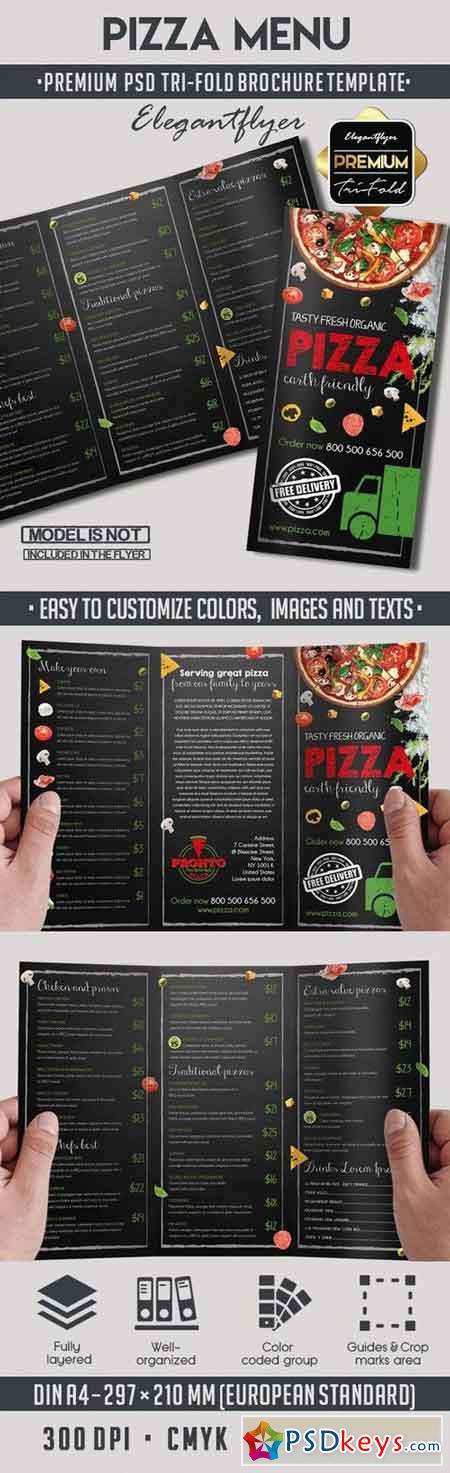 Pizza Menu  Premium Tri-Fold PSD Brochure Template