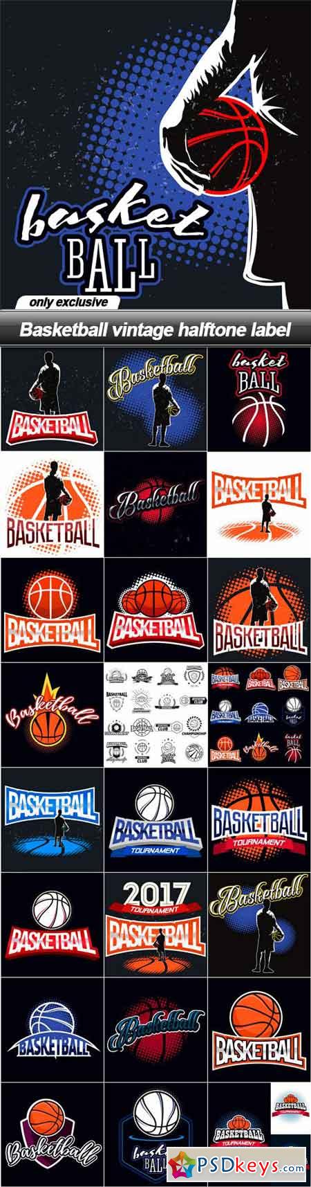 Basketball vintage halftone label - 25 EPS