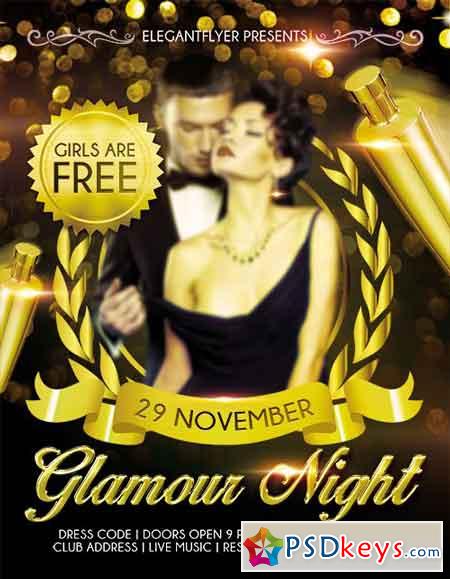 Glamour Night Flyer PSD Template + Facebook Cover