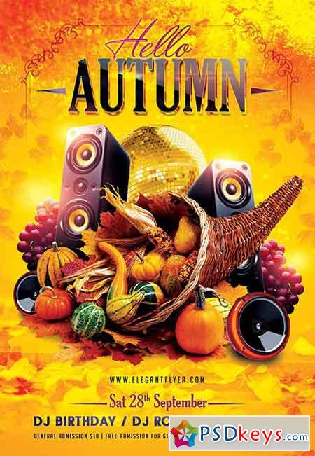 Hello Autumn Flyer PSD Template + Facebook Cover