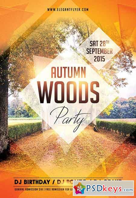 Autumn Woods Party Flyer PSD Template + Facebook Cover