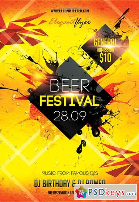 Beer Festival Flyer PSD Template + Facebook Cover
