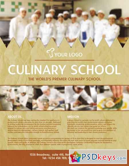Culinary School Flyer PSD Template + Facebook Cover