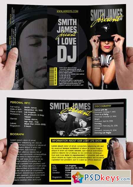DJ Music V1 Tri-Fold Brochure PSD Template