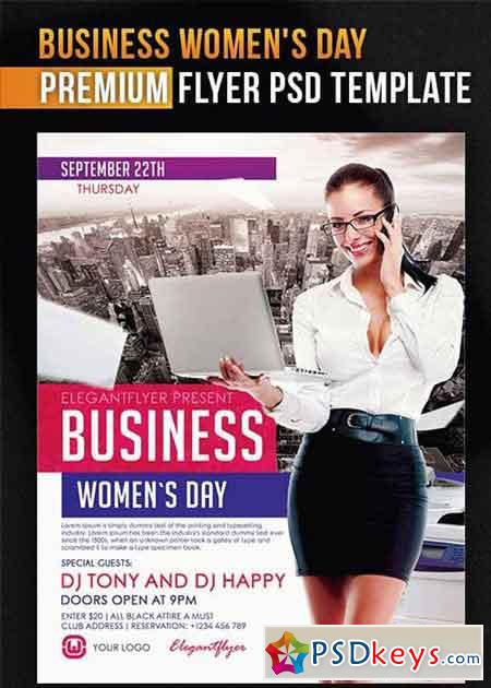 Business Womens Day V5 Flyer PSD Template + Facebook Cover