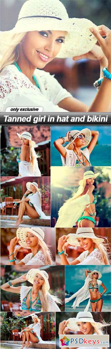 Tanned girl in hat and bikini - 11 UHQ JPEG