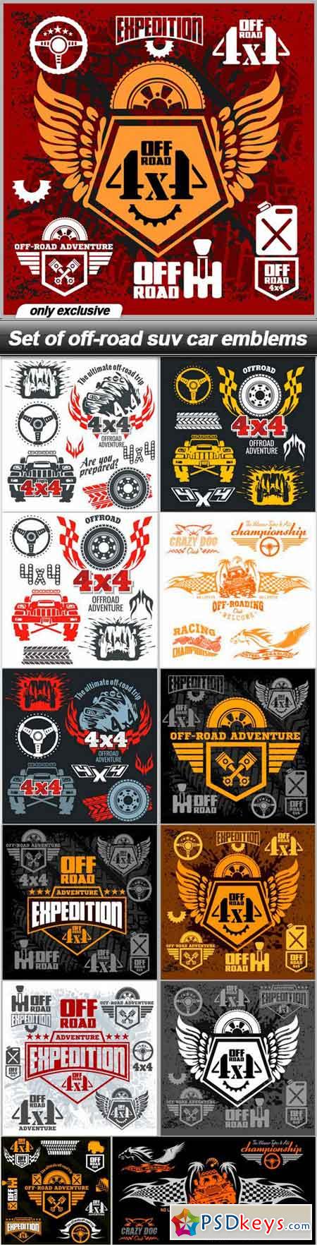 Set of off-road suv car emblems - 13 EPS