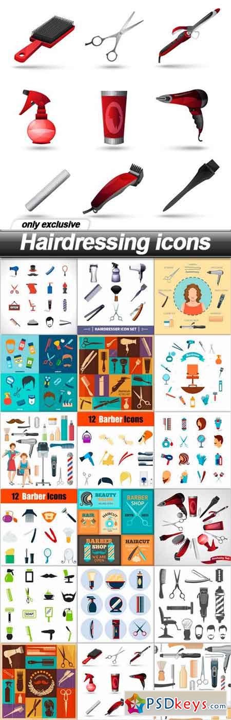 Hairdressing icons - 18 EPS