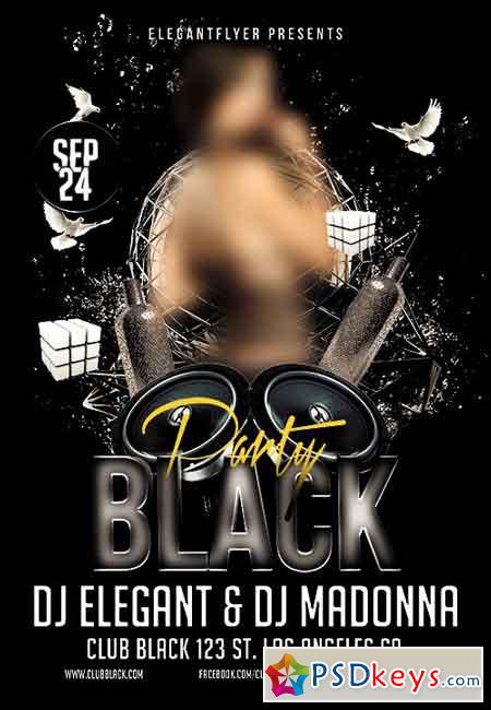 Black Party Flyer PSD Template + Facebook Cover