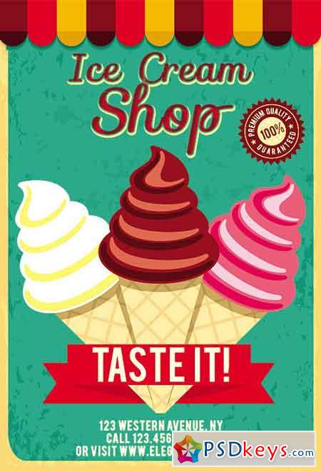 Download Ice Cream Shop Flyer PSD Template + Facebook Cover » Free ...