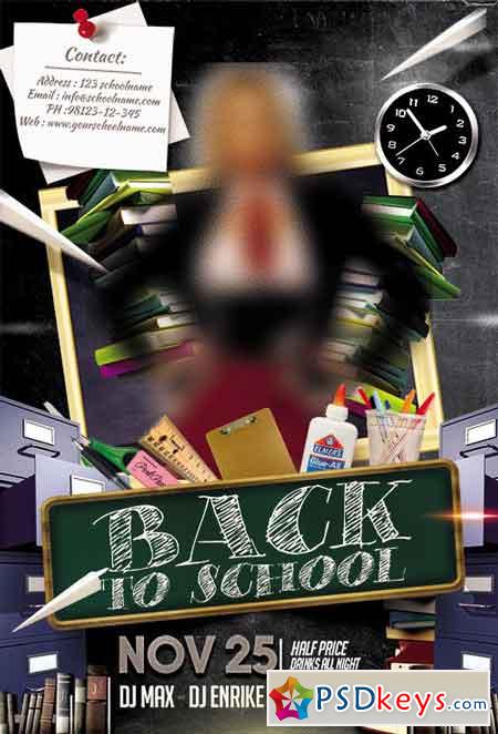 Back to School Flyer PSD Template + Facebook Cover 3
