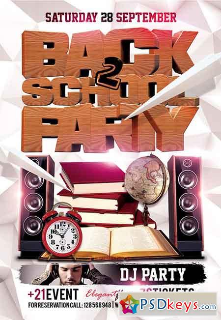Back to School Party 4 Flyer PSD Template + Facebook Cover