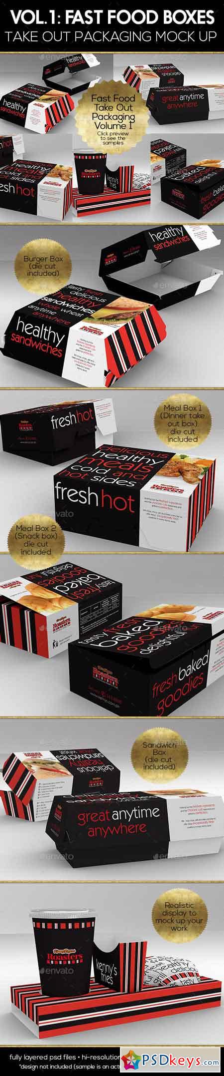 Download Fast Food Boxes Vol.1 Take Out Packaging Mock Ups 17655156 » Free Download Photoshop Vector ...
