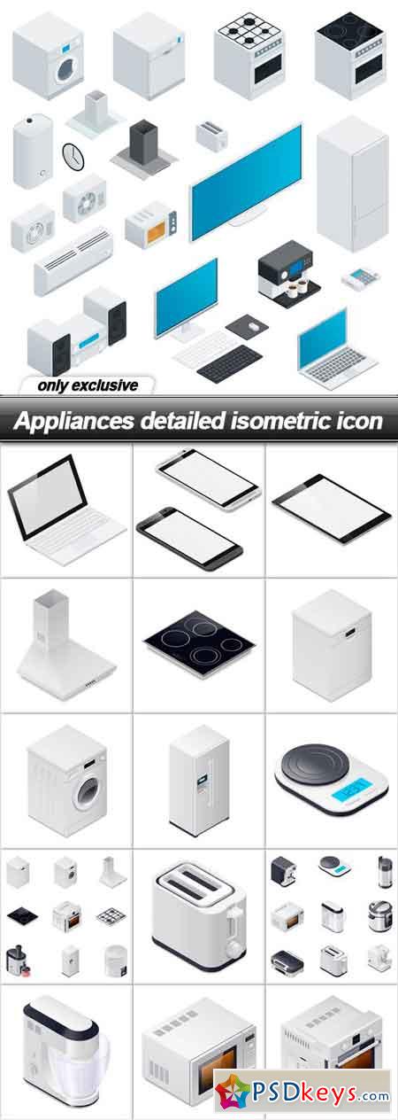 Appliances detailed isometric icon - 16 EPS