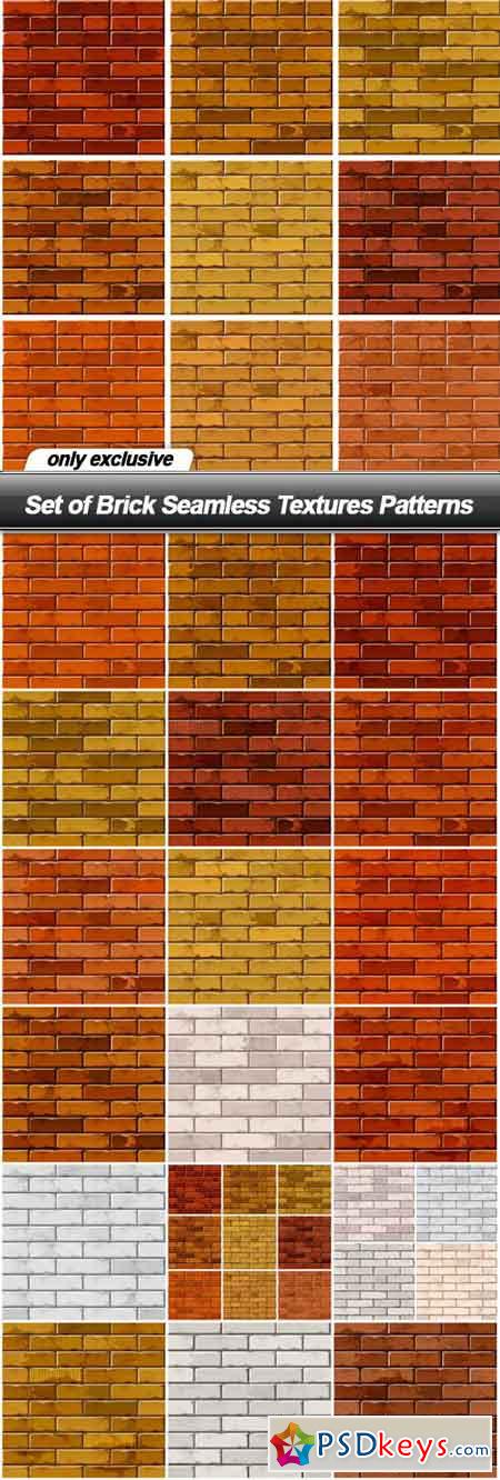 Set of Brick Seamless Textures Patterns - 18 EPS