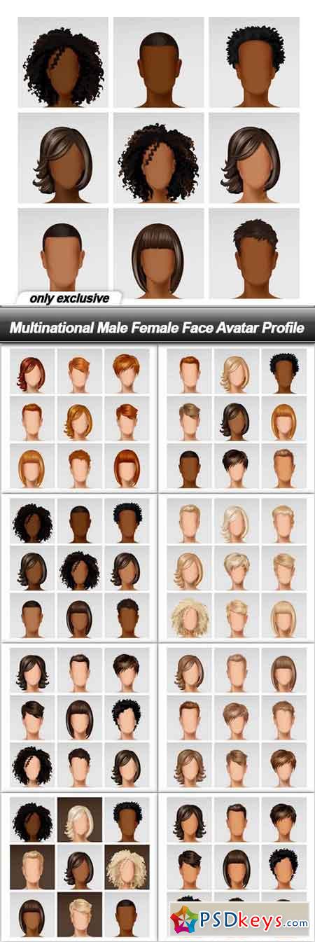 Multinational Male Female Face Avatar Profile - 8 EPS