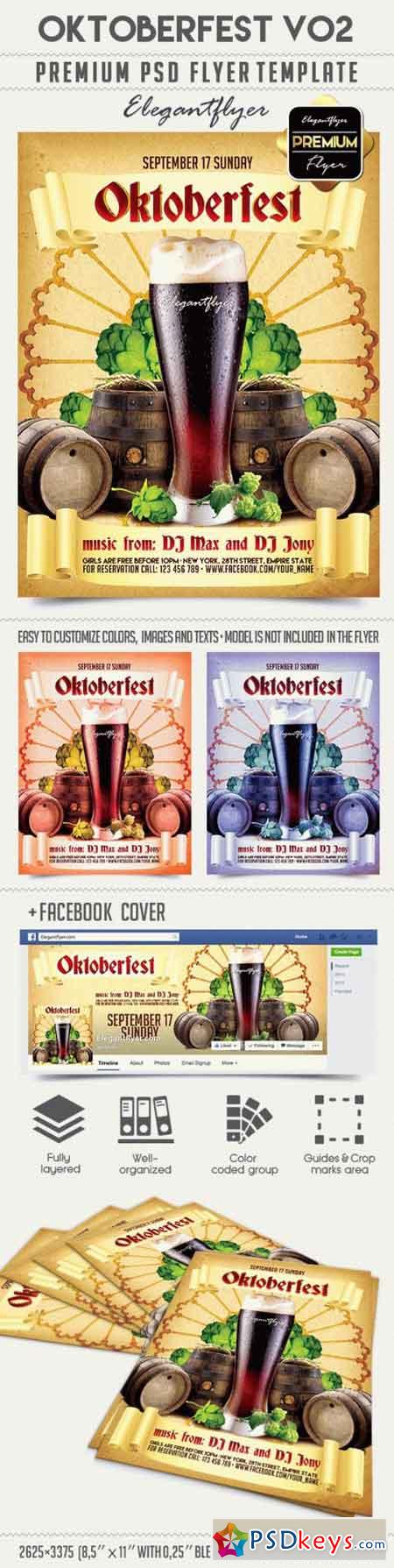 Oktoberfest Flyer PSD V11Template + Facebook Cover