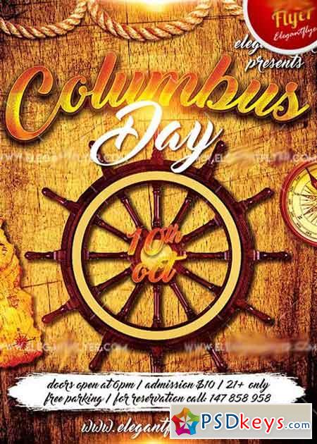 Columbus Day Flyer PSD V7 Template + Facebook Cover