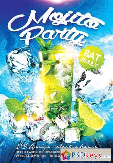 Mojito Party Flyer PSD Template + Facebook Cover