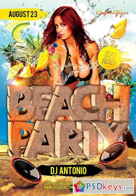 Beach Party 3 Flyer PSD Template + Facebook Cover