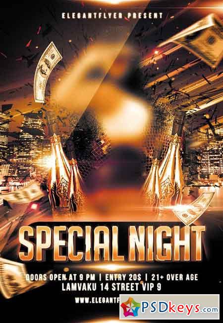Special Night Flyer PSD Template + Facebook Cover
