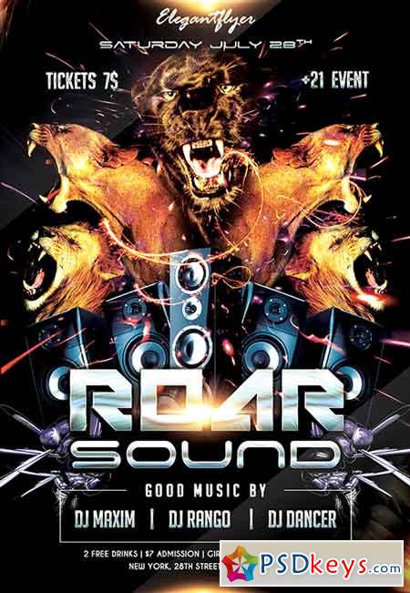 Roar sound Flyer PSD Template + Facebook Cover