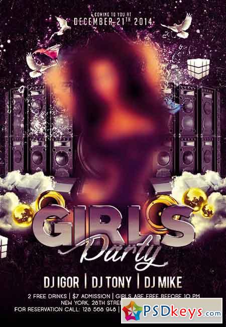 Girls Night Flyer PSD Template + Facebook Cover