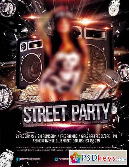 Street Party Flyer PSD Template + Facebook Cover