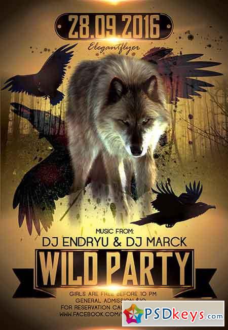 Wild Party 2 Flyer PSD Template + Facebook Cover