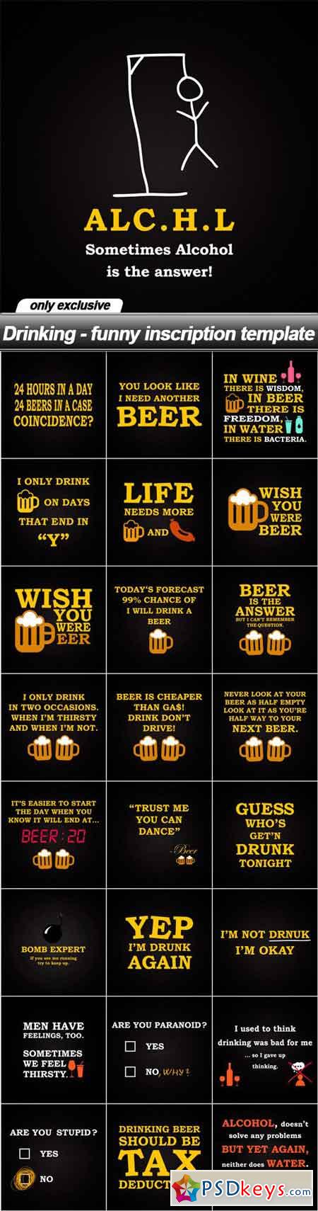Drinking - funny inscription template - 25 EPS