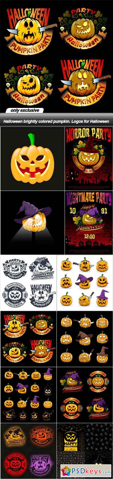 Halloween brightly colored pumpkin. Logos for Halloween - 12 EPS