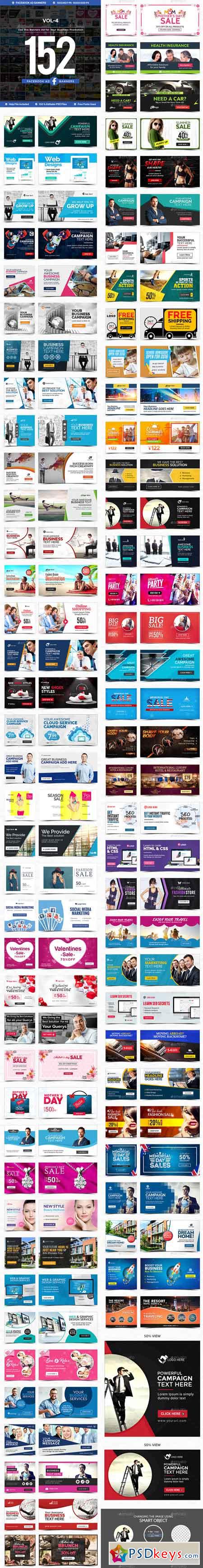 Facebook Newsfeed Ad Banners Vol-4 - 152 Banners