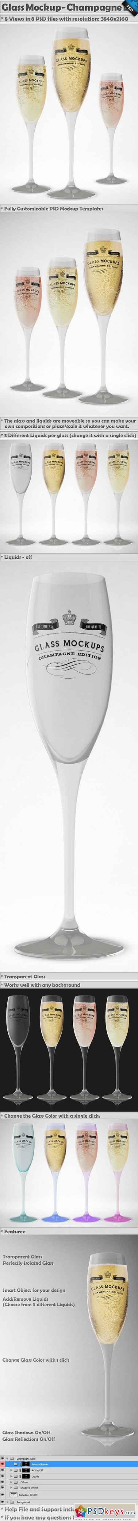Glass Mockup - Champagne Glass Vol 8 369394