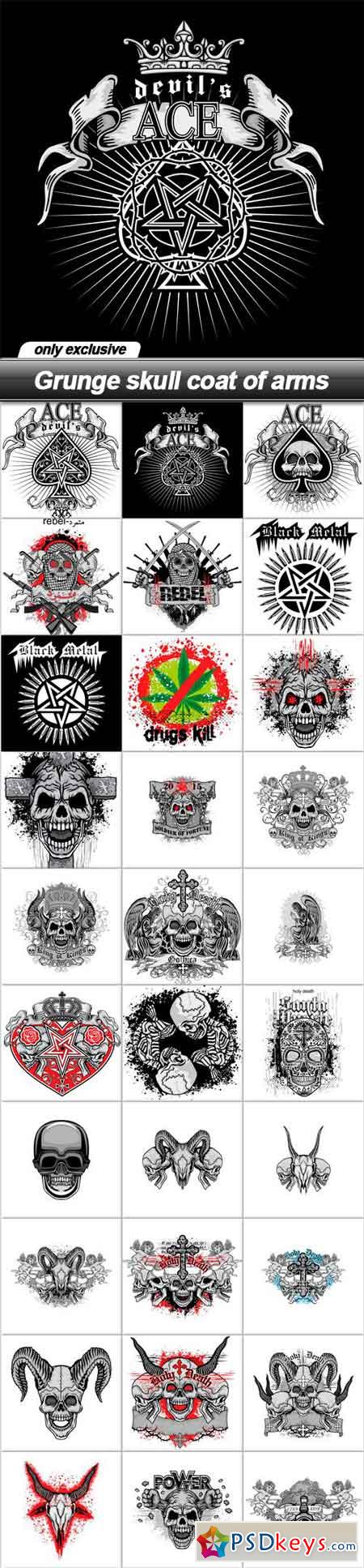 Grunge skull coat of arms - 30 EPS