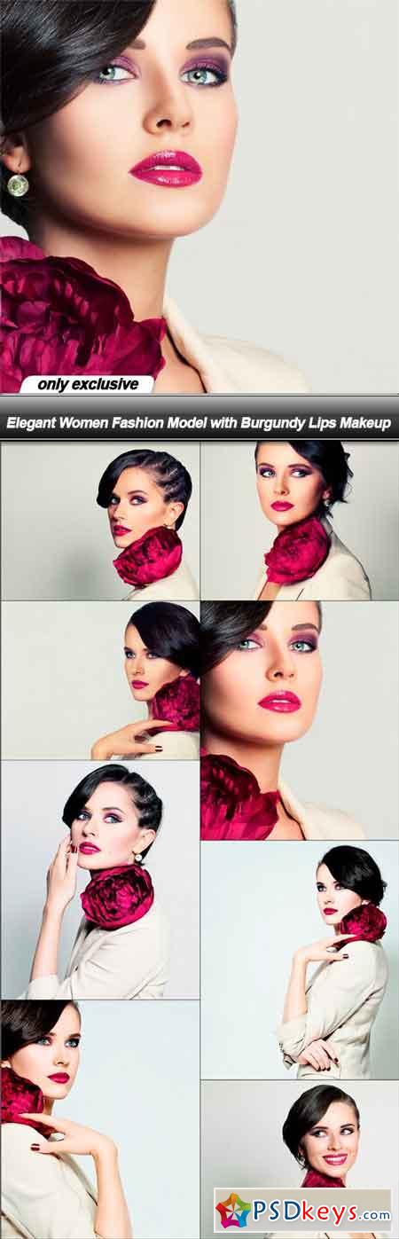 Elegant Women Fashion Model with Burgundy Lips Makeup - 8 UHQ JPEG
