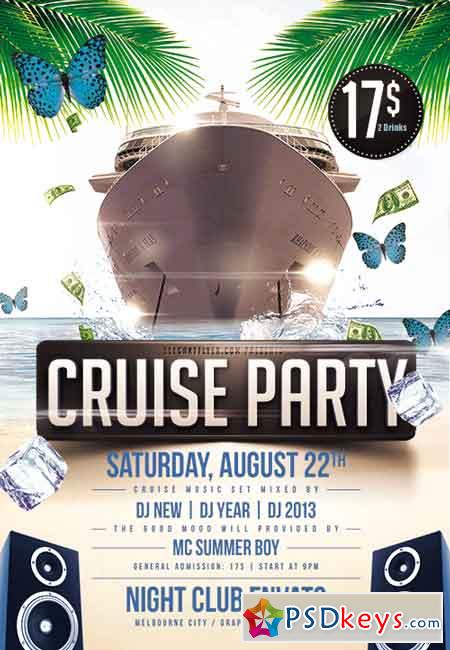 Cruise Party Flyer PSD Template + Facebook Cover