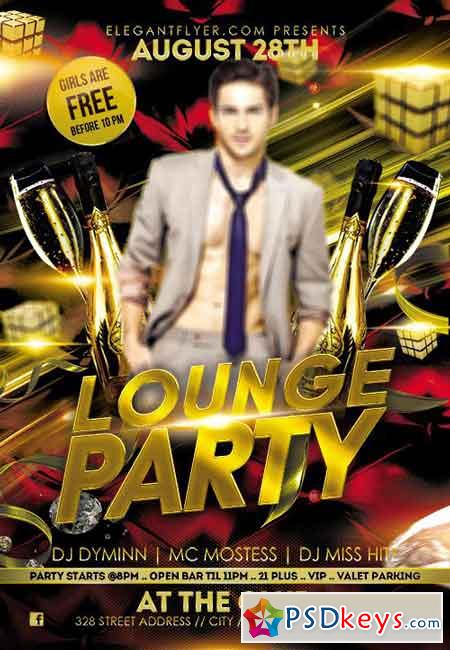 Lounge Party Flyer PSD Template + Facebook Cover
